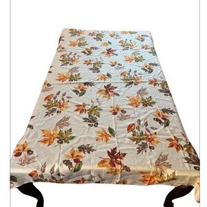 Seasonal Leaves Tablecloth in Neutral Beige with Autumn Accents 58 x 82”